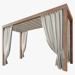 Eurofirany Zasłona na taras z szelkami na rzepy jasnobeżowa GARDEN 155x220 cm