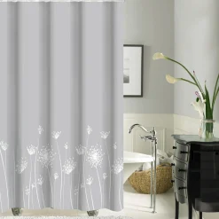 inny Zasłona prysznicowa w białe kwiaty ROSA 180x180 cm