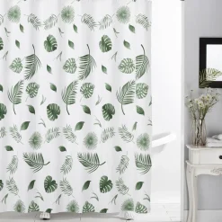 inny Zasłona prysznicowa w zielone liście ROSA 180x180 cm