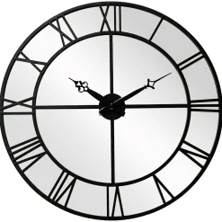 Zegary| Zegar ścienny z lustrem czarny 46 cm