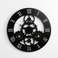 Zegary|inny Zegar na ścianę drewniany czarny 50 cm