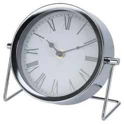 Zegar stołowy srebrny 16 cm