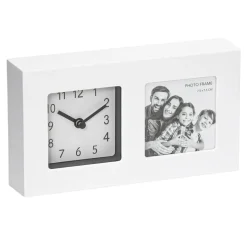 Zegar z ramką na zdjęcie biały