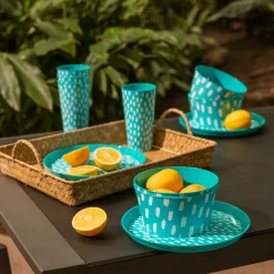 inny Zestaw 4 misek plastikowych niebieski 750 ml