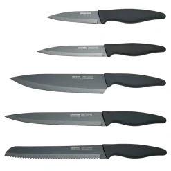 Noże I Deski Do Krojenia| Zestaw 5 noży w bloku grafitowym