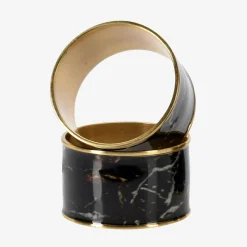 inny Zestaw 4 obrączek na serwetki czarny marmur 4 cm