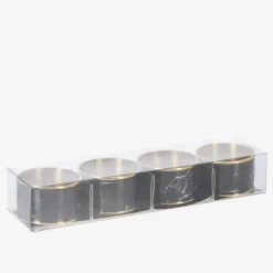 inny Zestaw 4 obrączek na serwetki czarny marmur 4 cm