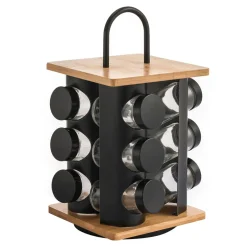 Młynki I Przyprawniki|inny Zestaw 12 pojemników na przyprawy na obrotowym stojaku