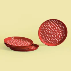 Talerze|inny Zestaw 4 talerzy plastikowych czerwony, 21 cm