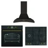 Gorenje Zestaw retro czarny CLASSICO – piekarnik, płyta gazowa, okap