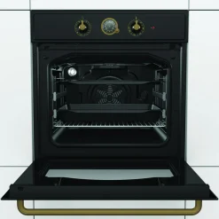 Gorenje Zestaw retro czarny CLASSICO – piekarnik, płyta gazowa, okap