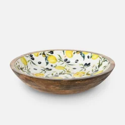 inny Zestaw miseczek drewnianych z motywem cytryn, 2 sztuki