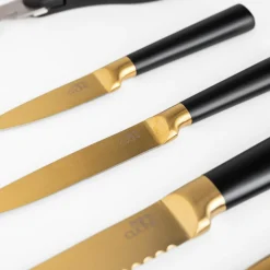 Prima Cucina Zestaw złotych noży w bloku COMO 8 el.