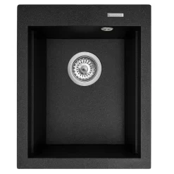 Zlewozmywaki|PYRAMIS POLSKA SPÓŁKA Z OGRANICZONĄ ODPOWIEDZIALNOŚCIĄ Zlewozmywak czarny NOTUS 39x48 cm + deska kuchenna i dzbanek z filrem