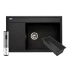 PYRAMIS POLSKA SPÓŁKA Z OGRANICZONĄ ODPOWIEDZIALNOŚCIĄ Zlewozmywak czarny z wkładką ociekową prawy ARES 79x50 cm + korkociąg