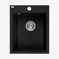 inny Zlewozmywak jednokomorowy 39x48 cm czarny granitowy LAVEO SOL