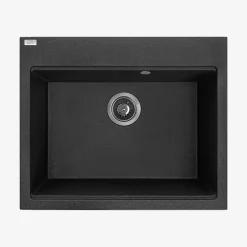inny Zlewozmywak jednokomorowy 60x50 cm czarny granitowy LAVEO NOX