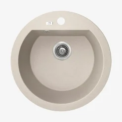 inny Zlewozmywak jednokomorowy 51x51 cm LAVEO FLOS okrągły beżowy granitowy