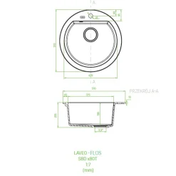 inny Zlewozmywak jednokomorowy 51x51 cm LAVEO FLOS okrągły beżowy granitowy