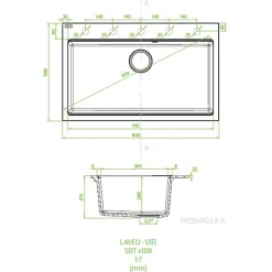 inny Zlewozmywak jednokomorowy z dużą komorą 80x50 cm beżowy LAVEO VIR