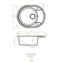 Zlewozmywaki|inny Zlewozmywak jednokomorowy okrągły z półociekaczem beżowy 58x47 cm LAVEO BOS