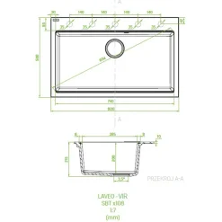 Zlewozmywaki|inny Zlewozmywak jednokomorowy z dużą komorą LAVEO VIR 80x50 cm czarny