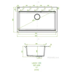 inny Zlewozmywak jednokomorowy z dużą komorą LAVEO VIR 80x50 cm szary kamienny
