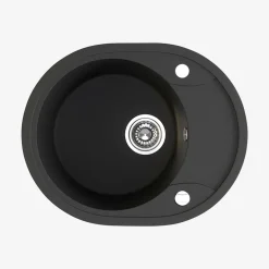 Zlewozmywaki|inny Zlewozmywak jednokomorowy okrągły z półociekaczem 58x47 cm czarny LAVEO BOS