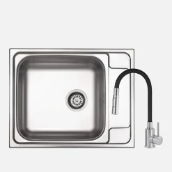 Zlewozmywaki|Deante Zlewozmywak stalowy SOUL 63x5O DEKOR z baterią wielofunkcyjną LUNO