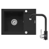 ZHEF Zlewozmywak z baterią czarno-srebrną HEROS 59x44 cm