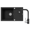 Zlewozmywaki|ZHEF Zlewozmywak z baterią czarno-srebrną HEROS 78x48 cm