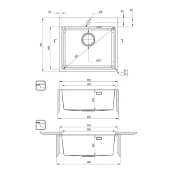 Deante Zlewozmywak z baterią wielofunkcyjną OLFATO PRECIOUS TITANIUM 55x50,5 cm