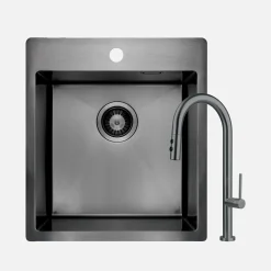 Zlewozmywaki|Deante Zlewozmywak z baterią wielofunkcyjną OLFATO PRECIOUS TITANIUM