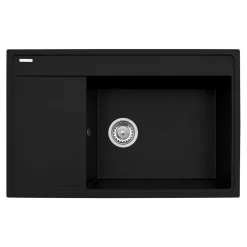 Zlewozmywaki|PYRAMIS POLSKA SPÓŁKA Z OGRANICZONĄ ODPOWIEDZIALNOŚCIĄ Zlewozmywak z wkładką ociekową prawy karbon ARES 79x50 cm + korkociąg