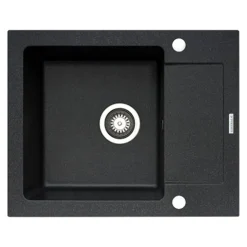 Zlewozmywaki|PYRAMIS POLSKA SPÓŁKA Z OGRANICZONĄ ODPOWIEDZIALNOŚCIĄ Zlewozmywak ZEFIR z baterią HERA czarny 62x50 cm + Pyra Clean