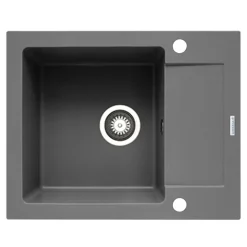 PYRAMIS POLSKA SPÓŁKA Z OGRANICZONĄ ODPOWIEDZIALNOŚCIĄ Zlewozmywak ZEFIR z baterią HERA szary beton 62x50 cm + Pyra Clean