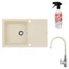 PYRAMIS POLSKA SPÓŁKA Z OGRANICZONĄ ODPOWIEDZIALNOŚCIĄ Zlewozmywak ZEFIR z baterią HERA beż piaskowy 79x50 cm + Pyra Clean