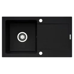 PYRAMIS POLSKA SPÓŁKA Z OGRANICZONĄ ODPOWIEDZIALNOŚCIĄ Zlewozmywak ZEFIR z baterią HERA karbon 76x44 cm + Pyra Clean