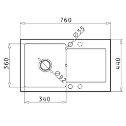 PYRAMIS POLSKA SPÓŁKA Z OGRANICZONĄ ODPOWIEDZIALNOŚCIĄ Zlewozmywak ZEFIR z baterią HERA karbon 76x44 cm + Pyra Clean