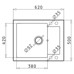 PYRAMIS POLSKA SPÓŁKA Z OGRANICZONĄ ODPOWIEDZIALNOŚCIĄ Zlewozmywak ZEFIR z baterią HERA volcano 62x50 cm + Pyra Clean